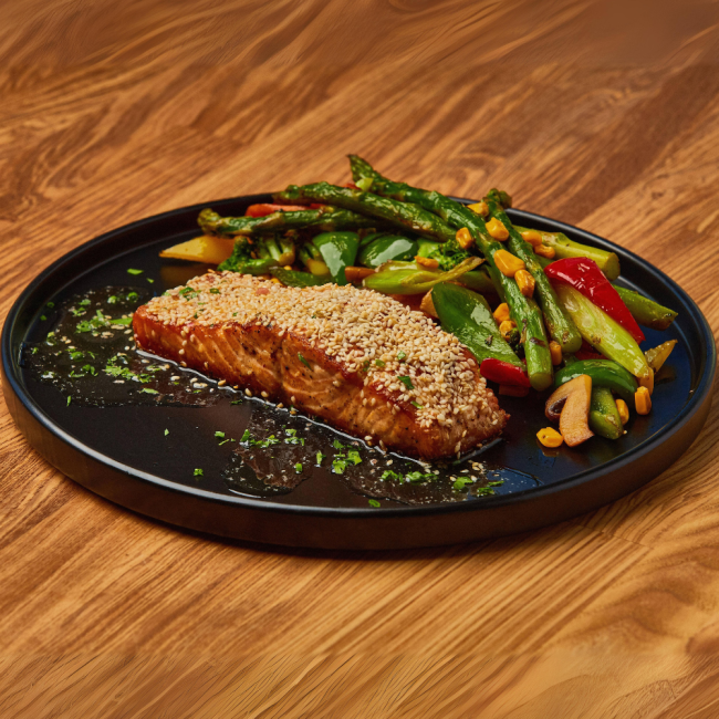 Somon aurit in tigaie (400 gr)